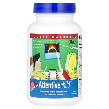 Source Naturals, Attentive Child&trade;, солодкий смак, 30 жувальних вафель (SNS-01213), фото