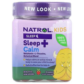 Natrol, Kids, Sleep + Calm, для дітей від 4 років, зі смаком полуниці, 60 жувальних пігулок (NTL-07778), фото