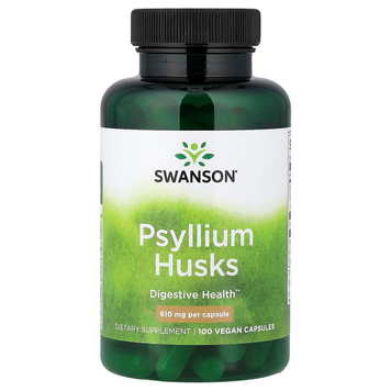Лушпиння насіння подорожника 610 мг Swanson Psyllium Husks - 100 веганських капсул, фото