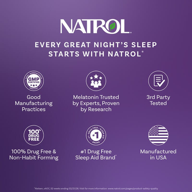 Natrol, Комплекс для сну та відновлення з 5 мг мелатоніну, вишня, 60 жувальних цукерок, фото
