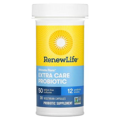 Renew Life, Extra Care, Ultimate Flora пробиотик с повышенной силой действия, 50 млрд живых культур, 30 вегетарианских капсул (REN-12106), фото