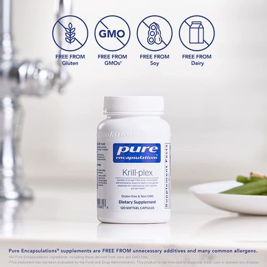 Омега-3 жирні кислоти, фосфоліпіди і антиоксиданти, Krill-plex, Pure Encapsulations, комплекс, 120 капсул (PE-00682), фото