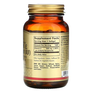 Solgar, Натуральний вітамін E, 268 мг (400 МО), 100 капсул (SOL-03521), фото