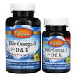 Carlson Labs, Elite Omega-3 с витаминами D и K, натуральный вкус лимона, 60+30 мягких таблеток (CAR-17540)