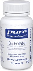 Витамин B12 и Фолат, метилкобаламин, B12 Folate, Pure Encapsulations, 60 капсул (PE-00026), фото