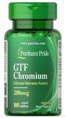 Хром, GTF Chromium, Puritan's Pride, 200 мкг, 100 таблеток (PTP-13221), фото
