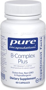 Вітамін B (збалансована вітамінна формула), B-Complex Plus, Pure Encapsulations, 60 капсул, (PE-00024), фото