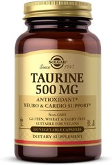 Solgar, таурин, 500 мг, 100 растительных капсул (SOL-02701), фото