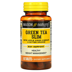 Mason Natural, Green Tea Slim з яблучним оцтом та гірким апельсином, 60 таблеток (MAV-15715), фото