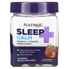 Natrol, Sleep + Calm, клубника, 60 жевательных таблеток (NTL-07779), фото