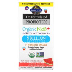 Garden of Life, Dr. Formulated Probiotics, Organic Kids+, зі смаком органічного кавуна, 30 смачних жувальних пігулок (GOL-12215), фото