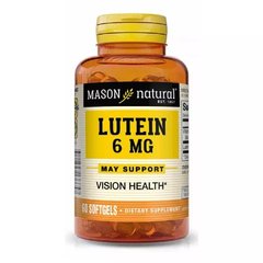 Mason Natural, Лютеїн, 6 мг, 60 гелевих капсул (MAV-13665), фото