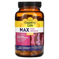 Country Life, Max для жінок, мультивітамінний та мінеральний комплекс, без заліза, 120 вегетаріанських капсул (CLF-08124), фото