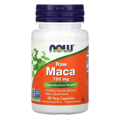 Now Foods, Мака, необроблена, 750 мг, 30 рослинних капсул (NOW-04776), фото