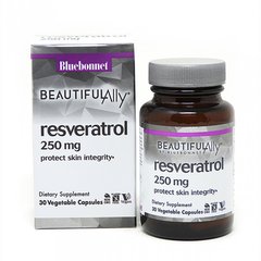 Ресвератрол 250 мг, Beautiful Ally, Bluebonnet Nutrition, Resveratrol 250 Мg, 30 рослинних капсул (BLB-00876), фото