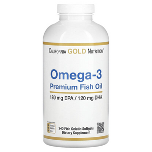 California Gold Nutrition, Омега-3, Риб'ячий жир преміум-класу, 240 м'яких желатинових таблеток (CGN-01330), фото