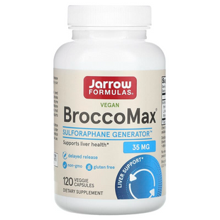 Jarrow Formulas, BroccoMax, сульфорафан глюкозинолат (SGS), активований мірозиназою, 120 рослинних капсул з відстроченим вивільненням (JRW-20211), фото