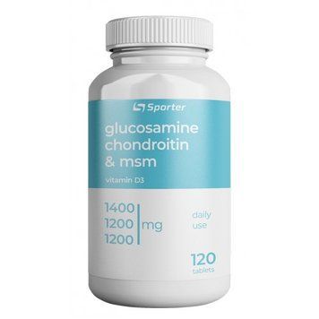 Sporter, Glucosamine & chondroitin + MSM + D3 (1400/1200/1200), 120 таблеток (SPO-72008), фото