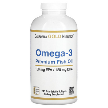 California Gold Nutrition, Омега-3, Риб'ячий жир преміум-класу, 240 м'яких желатинових таблеток (CGN-01330), фото