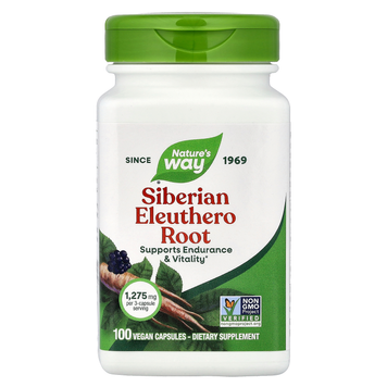 Корінь елеутерококу 425 мг Nature's Way Siberian Eleuthero Root - 100 веганських капсул, фото