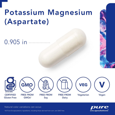 Pure Encapsulations, Калій та Магній (аспартат), Potassium Magnesium (aspartate), 90 капсул (PE-00217), фото