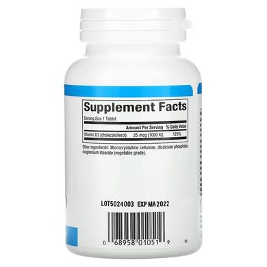 Natural Factors, Вітамін D3, 25 мкг (1000 МО), 180 таблеток (NFS-01051), фото