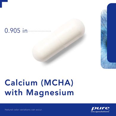 Кальцій (MCHA) з магнієм, Calcium (MCHA) with Magnesium, Pure Encapsulations, 180 капсул (PE-00857), фото