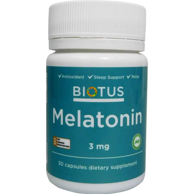 Мелатонін, Melatonin, Biotus, 3 мг, 30 капсул (BIO-530371), фото