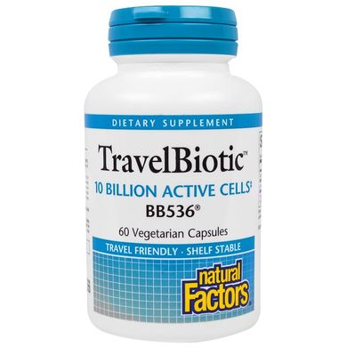 Пробіотик BB536, TravelBiotic, Natural Factors, 10 млрд, 60 капсул (NFS-01812), фото