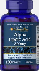 Альфа-липоевая кислота, Alpha Lipoic Acid, Puritan's Pride, 300 мг, 120 гелевых капсул (PTP-13578), фото