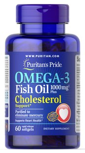 Омега-3, риб'ячий жир, Omega-3 Fish Oil, Puritan's Pride, підтримка кісток, 1000 мг, 60 капсул (PTP-55634), фото