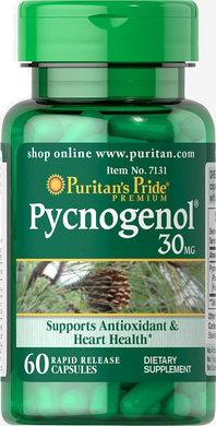 Пікногенол, Pycnogenol, Puritan's Pride, 30 мг, 60 капсул (PTP-17131-4), фото
