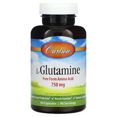 Глютамин, Carlson Labs, 750 мг, 90 капсул (CAR-06821), фото