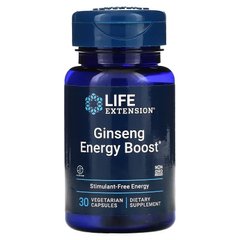 Life Extension, Ginseng Energy Boost, добавка с женьшенем для повышения уровня энергии, 30 вегетарианских капсул (LEX-18059), фото