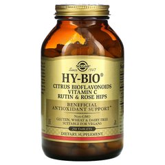 Solgar, Hy-Bio, цитрусовые биофлавоноиды, витамин C, рутин и шиповник, 250 таблеток (SOL-01422), фото