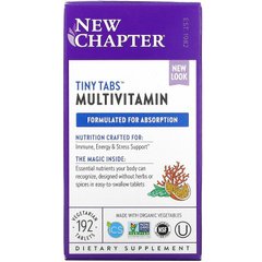 New Chapter, Multivitamin Tiny Tabs, повний вітамінний комплекс на основі цілісних продуктів, 192 вегетаріанські таблетки (NCR-00362), фото