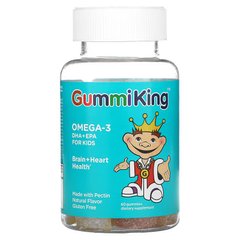 GummiKing, Омега-3 ДГК та ЕПК для дітей зі смаком полуниці, апельсина та лимона, 60 жувальних таблеток (GUM-00083), фото