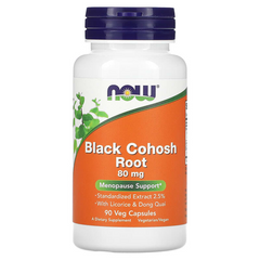 Корінь клопогона кістеносного з лакрицей і Дягілем, Black Cohosh Root, Now Foods, 80 мг, 90 капсул, (NOW-04607), фото
