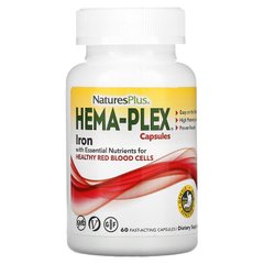 Nature's Plus, Hema-Plex, пищевая добавка с железом, 60 вегетарианских капсул быстрого действия (NAP-03772), фото
