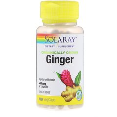 Корень имбиря, Ginger Root, Solaray, органик, 540 мг, 100 капсул (SOR-19300), фото
