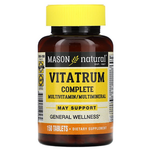 Повний комплекс мультивітамінний і мінералів, Vitatrum Complete Multivitamin & Multimineral, Mason Natural, 150 таблеток (MAV-15956), фото