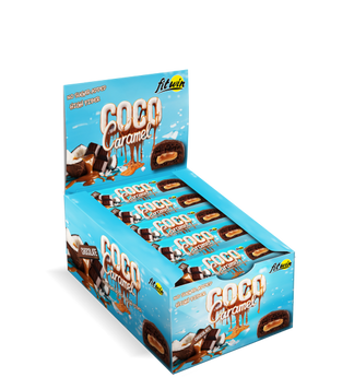 FitWin, Протеиновый батончик Coco Caramel, без цукру, шоколад, 40 г, 20 шт (FTW-23058), фото