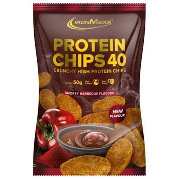IronMaxx, Protein Chips 40, BBQ, 50 г (819514), фото