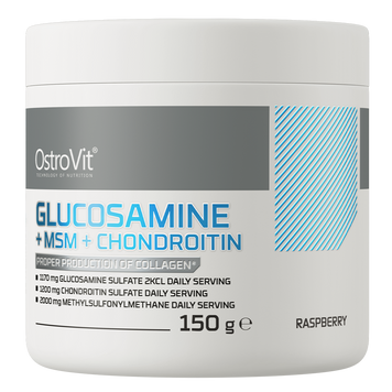Ostrovit, Глюкозамін + MSM + Хондроїтин, Glucosamine + MSM + Chondroitin, малина, 150 г (OST-91842), фото