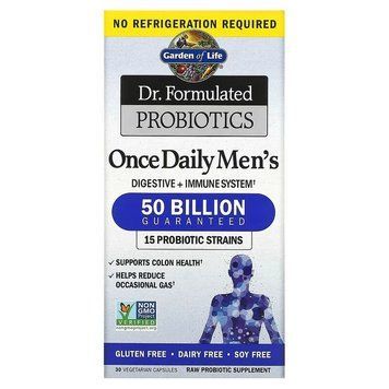 Garden of Life, Dr. Formulated, Пробиотики, одна таблетка в день для мужчин, 50 миллиардов бактерий, 30 растительных капсул (GOL-11829), фото