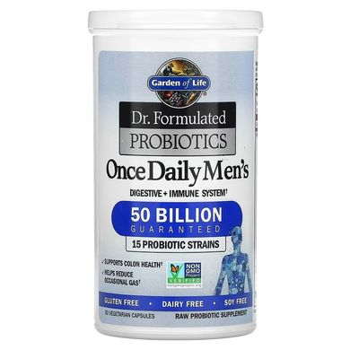 Garden of Life, Dr. Formulated, Пробіотики, одна таблетка на день для чоловіків, 50 мільярдів бактерій, 30 рослинних капсул (GOL-11829), фото