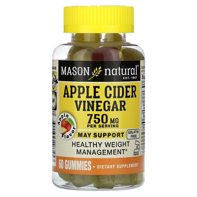 Mason Natural, Оцет яблучний, яблуко, 250 мг, 60 жувальних таблеток (MAV-18345), фото