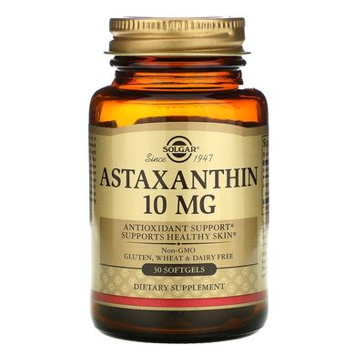 Solgar, Астаксантин, 10 мг, 30 м'яких желатинових капсул (SOL-36204), фото