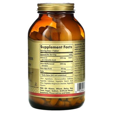 Solgar, Hy-Bio, цитрусовые биофлавоноиды, витамин C, рутин и шиповник, 250 таблеток (SOL-01422), фото