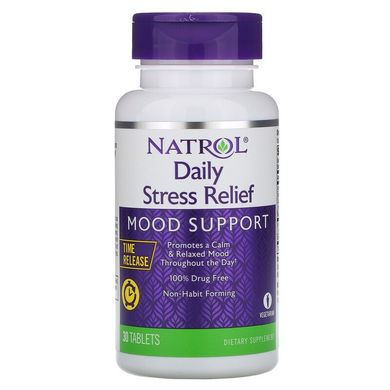 Natrol, ежедневное средство для снятия напряжения, с медленным высвобождением, 30 таблеток (NTL-07381), фото